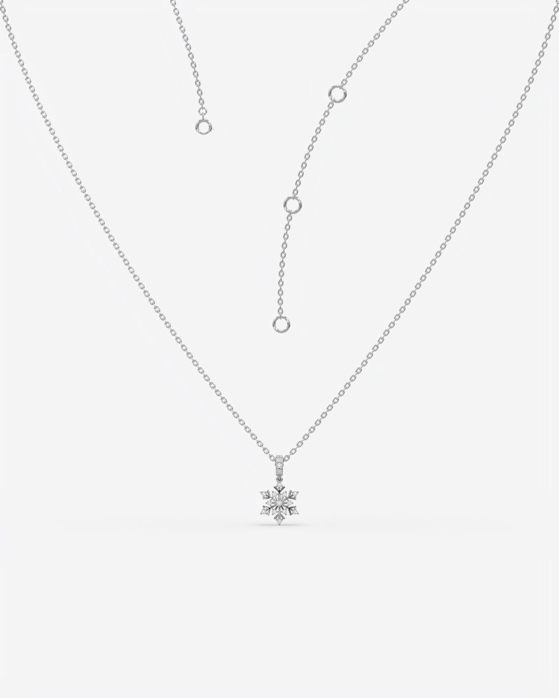 Diamond Snowflake Pendant Necklace 18K White Gold