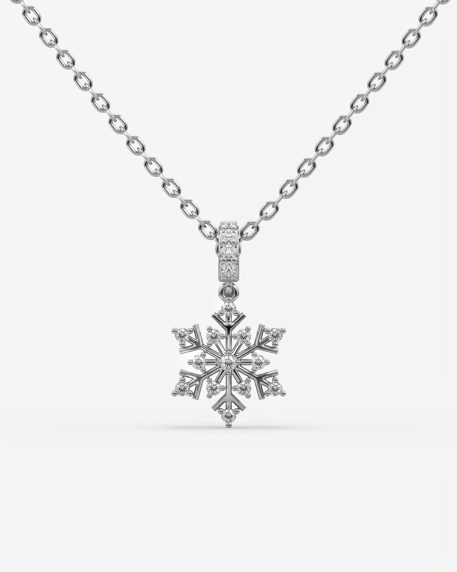 Diamond Snowflake Pendant Necklace 18K White Gold