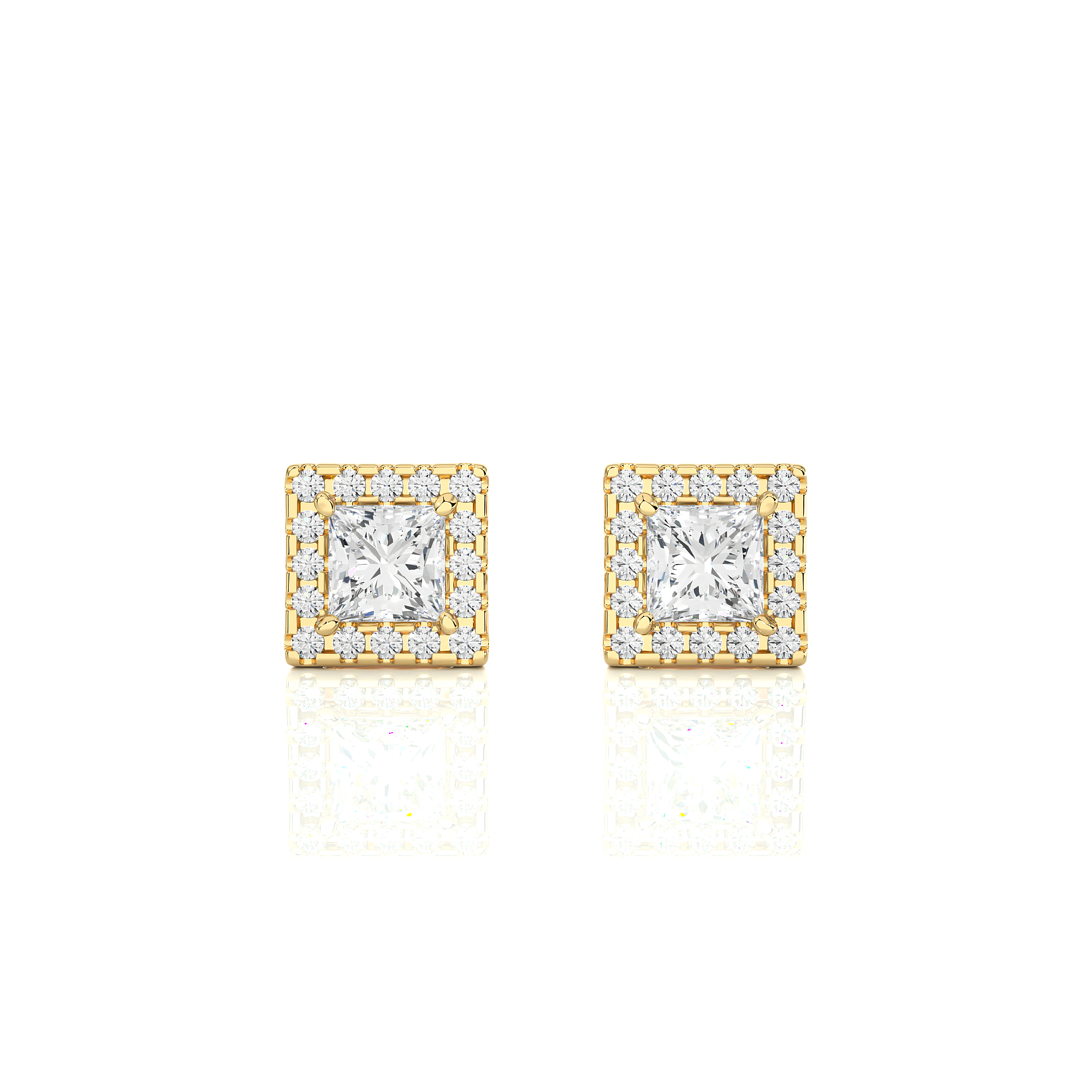 Square diamond stud earrings