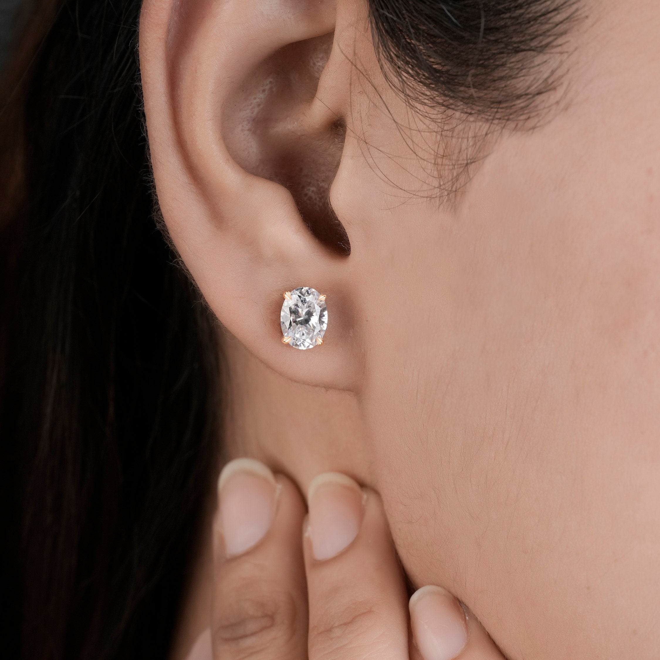 Oval Diamond Earrings