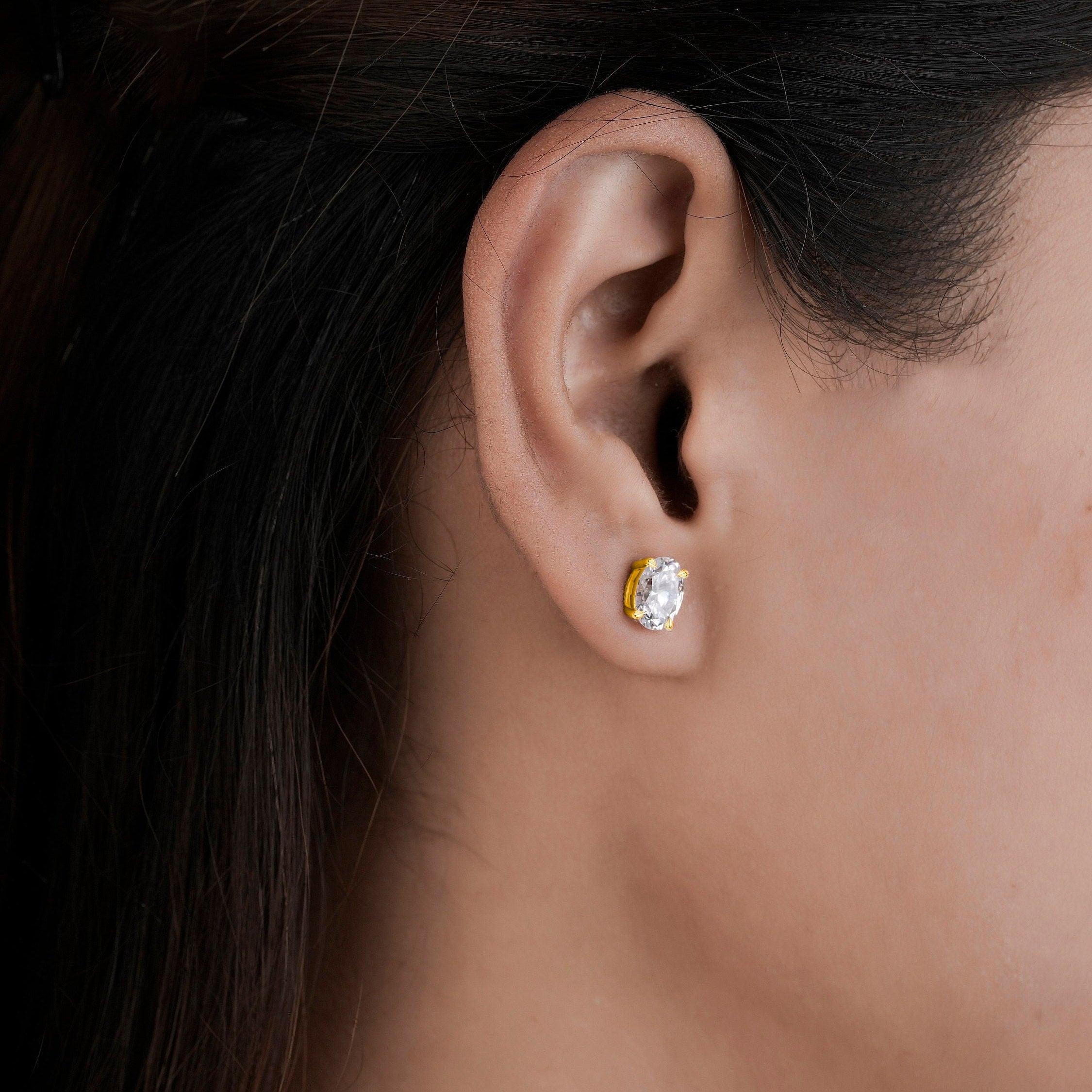 Oval Diamond Earrings