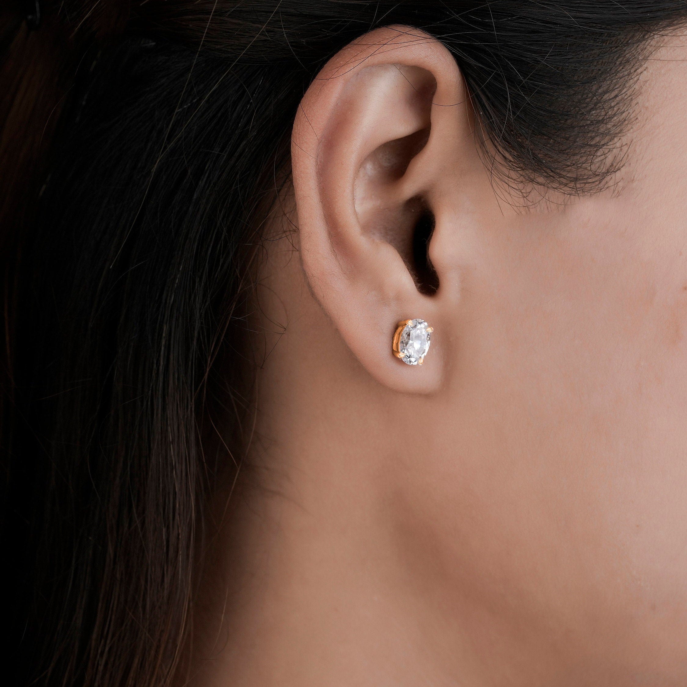 Oval Diamond Earrings