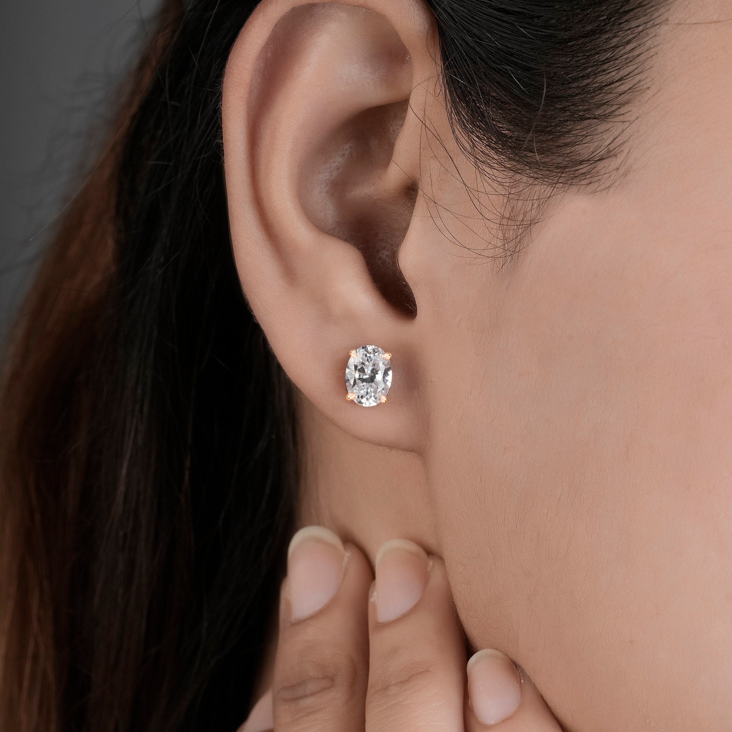 Oval Diamond Earrings