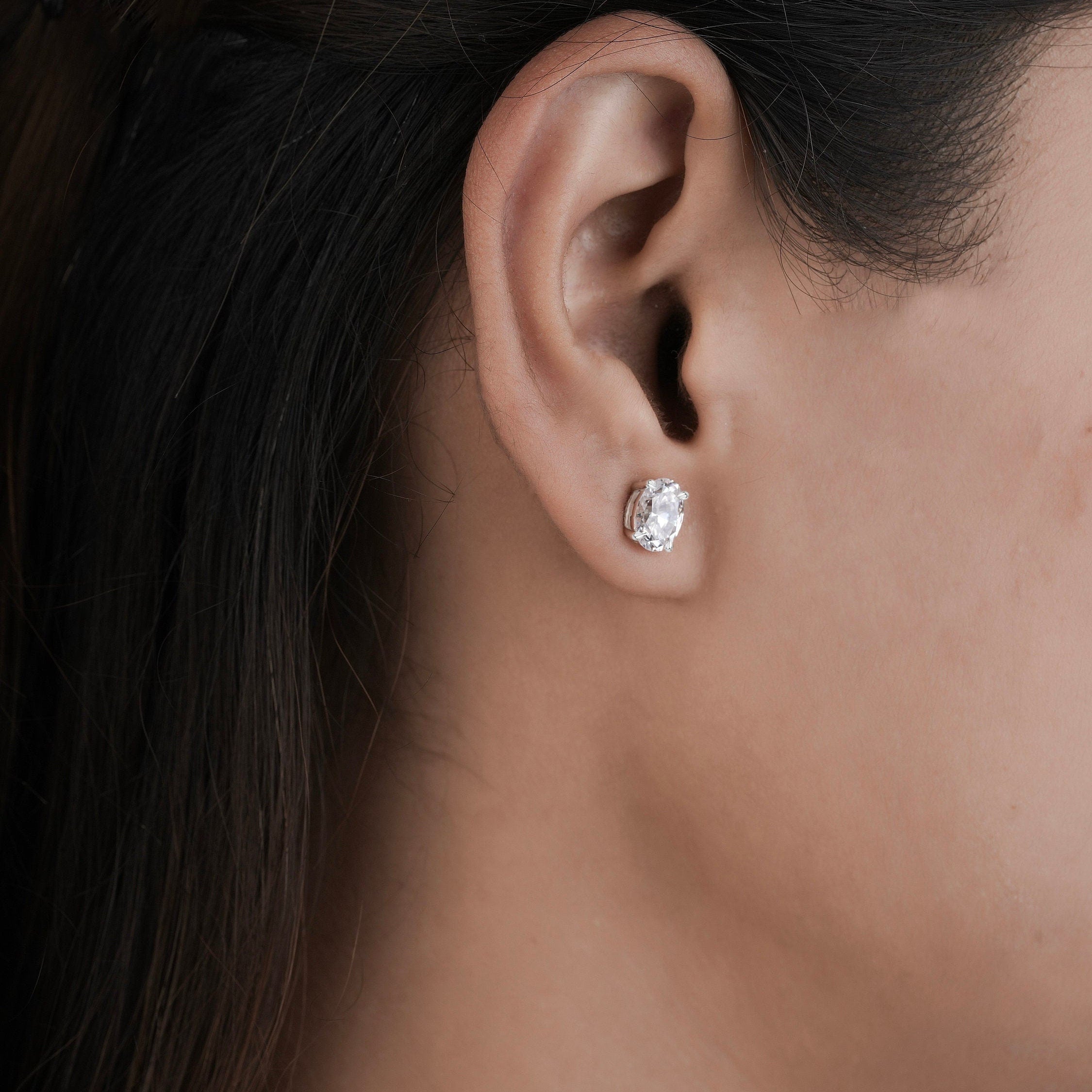 Oval Diamond Earrings