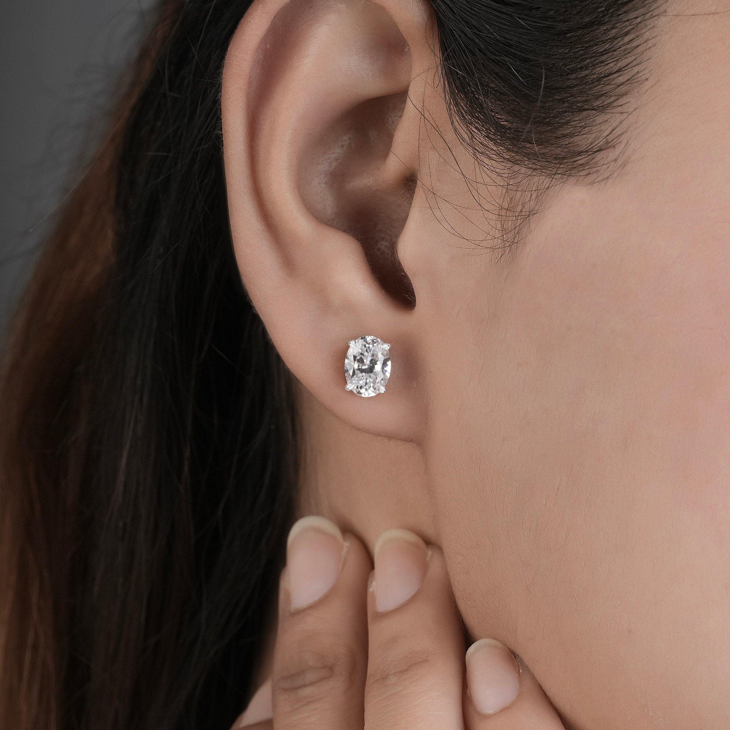 Oval Diamond Earrings