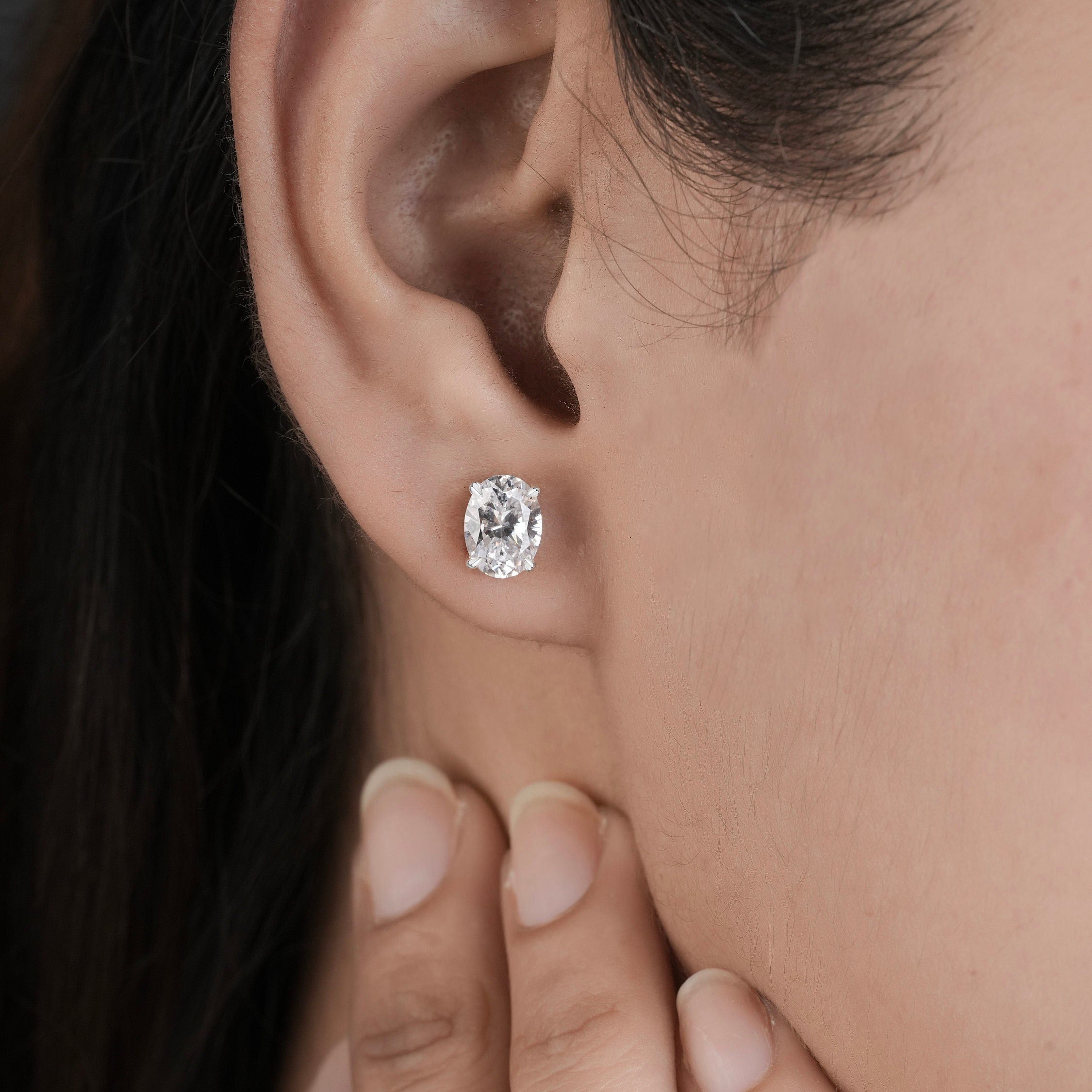 Oval Diamond Earrings