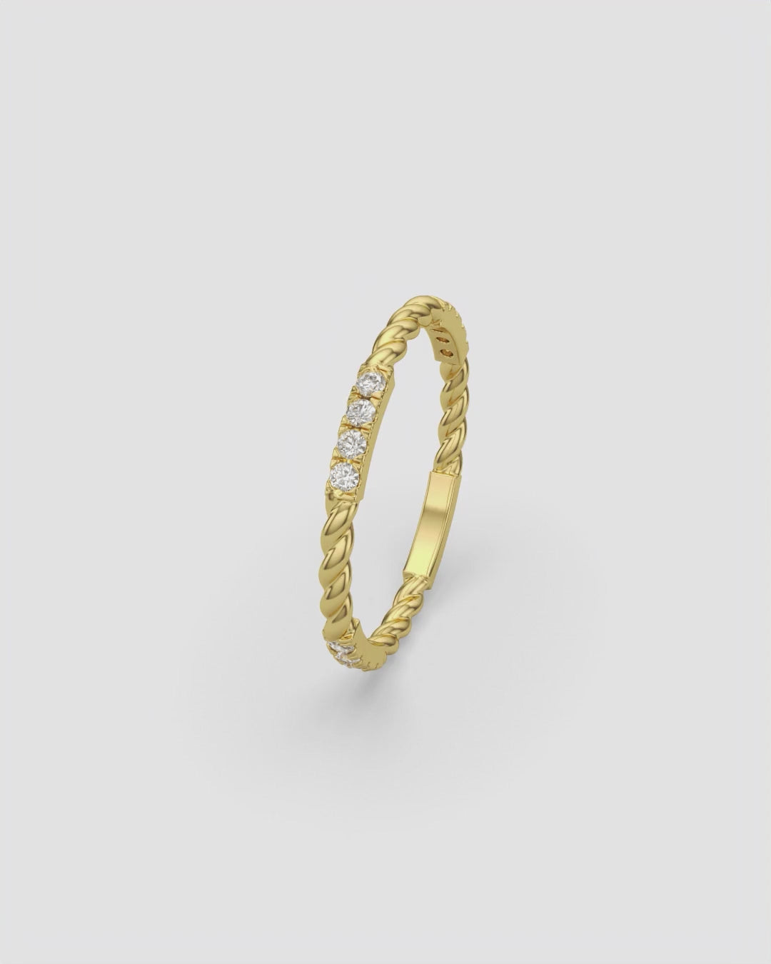 Twisted Diamond Bar Ring 14K Yellow Gold