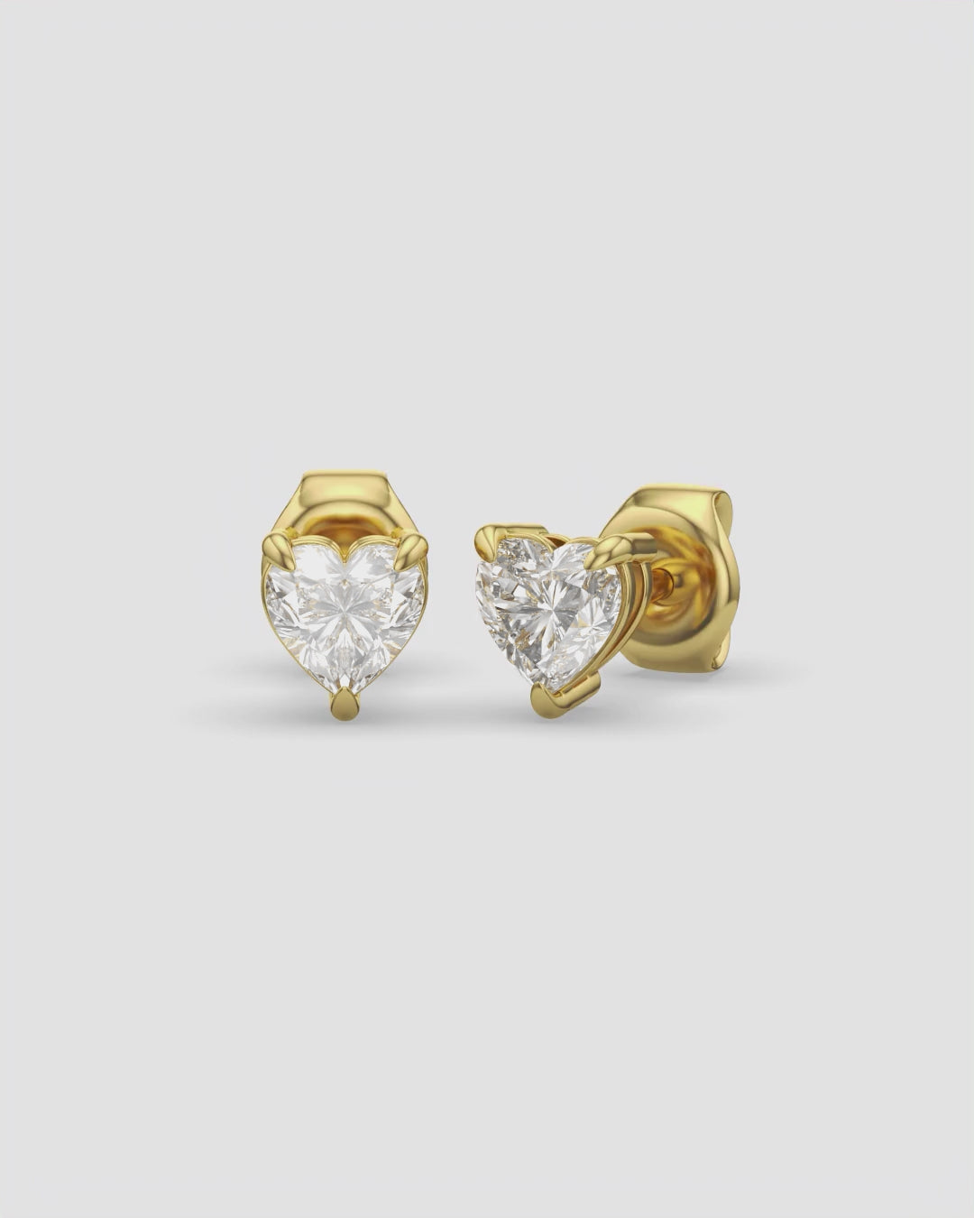 Lab Grown Heart Diamond Stud Earrings 14K Yellow Gold