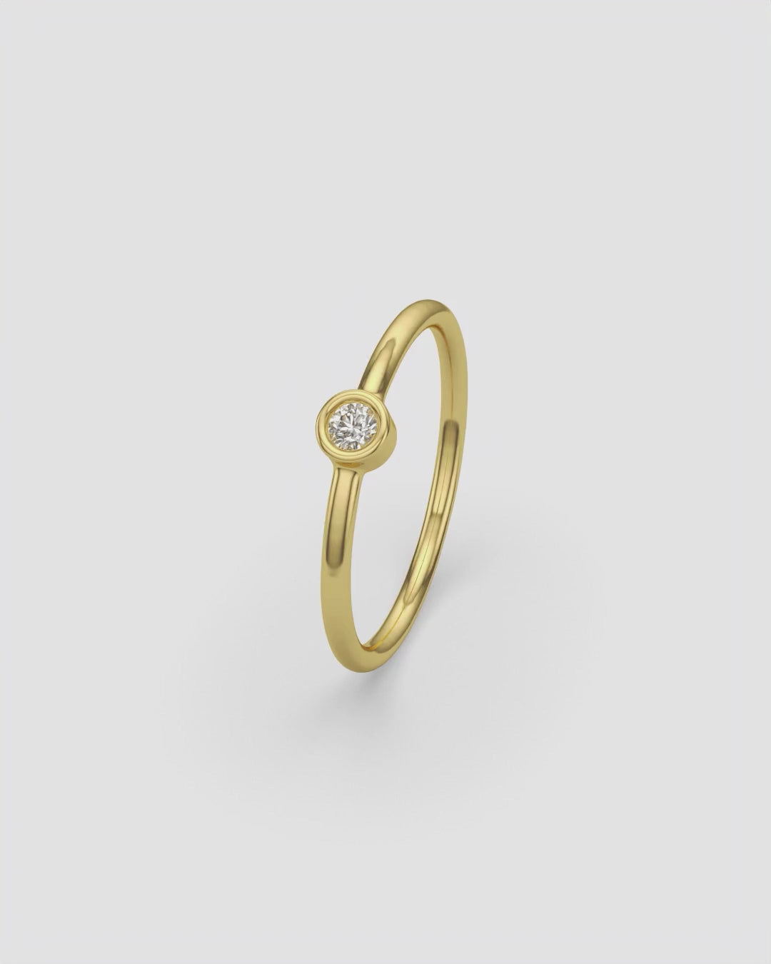 Round Solitaire Diamond Ring 14K Yellow Gold