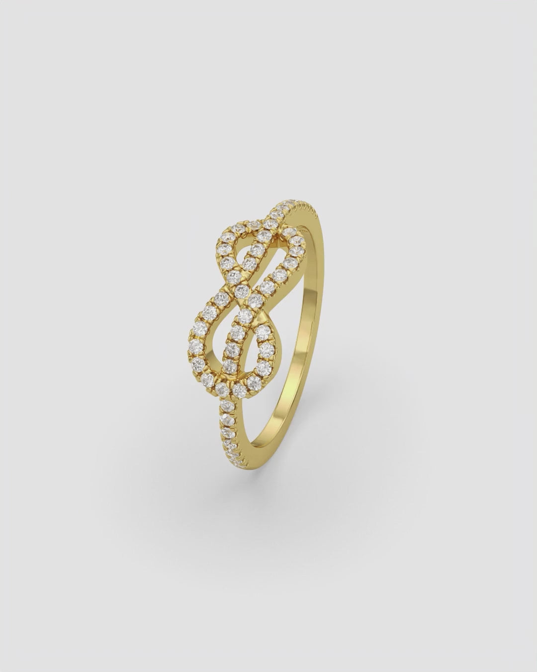 Infinity Knot Diamond Ring 14K Yellow Gold